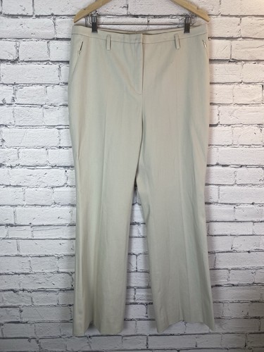 Akris, Pantaloni donna Akris gamba larga vita alta marrone/crema taglia 14 elasticizzati vintage usati in ottime condizioni