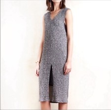 Anthro Dolan Luna dress NWT ribbed dress sleeveless midi gray