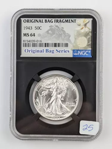 1943 Walking Liberty Silver Half Dollar - MS64 NGC Original Bag Relic Label
