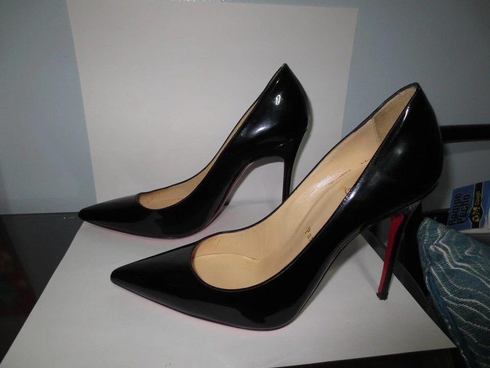 Zapatos de salón Christian Louboutin So Kate 120 mm charol negro 37 rojo parte inferior punta puntiaguda Foto 2 de 4