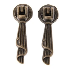  2Pcs Antique Bronze Metal Decorative Single Hole Drop Handle Drawer Cabinet 