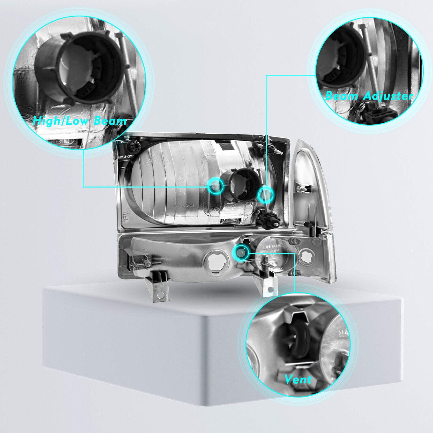 FOR 99-04 FORD F250 F350 SUPER DUTY CHROME HOUSING AMBER CORNER HEADLIGHT LAMPS