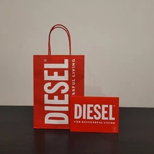 Diesel - Pair of Small Red Logo Paper Shopping Bags - Great Condition