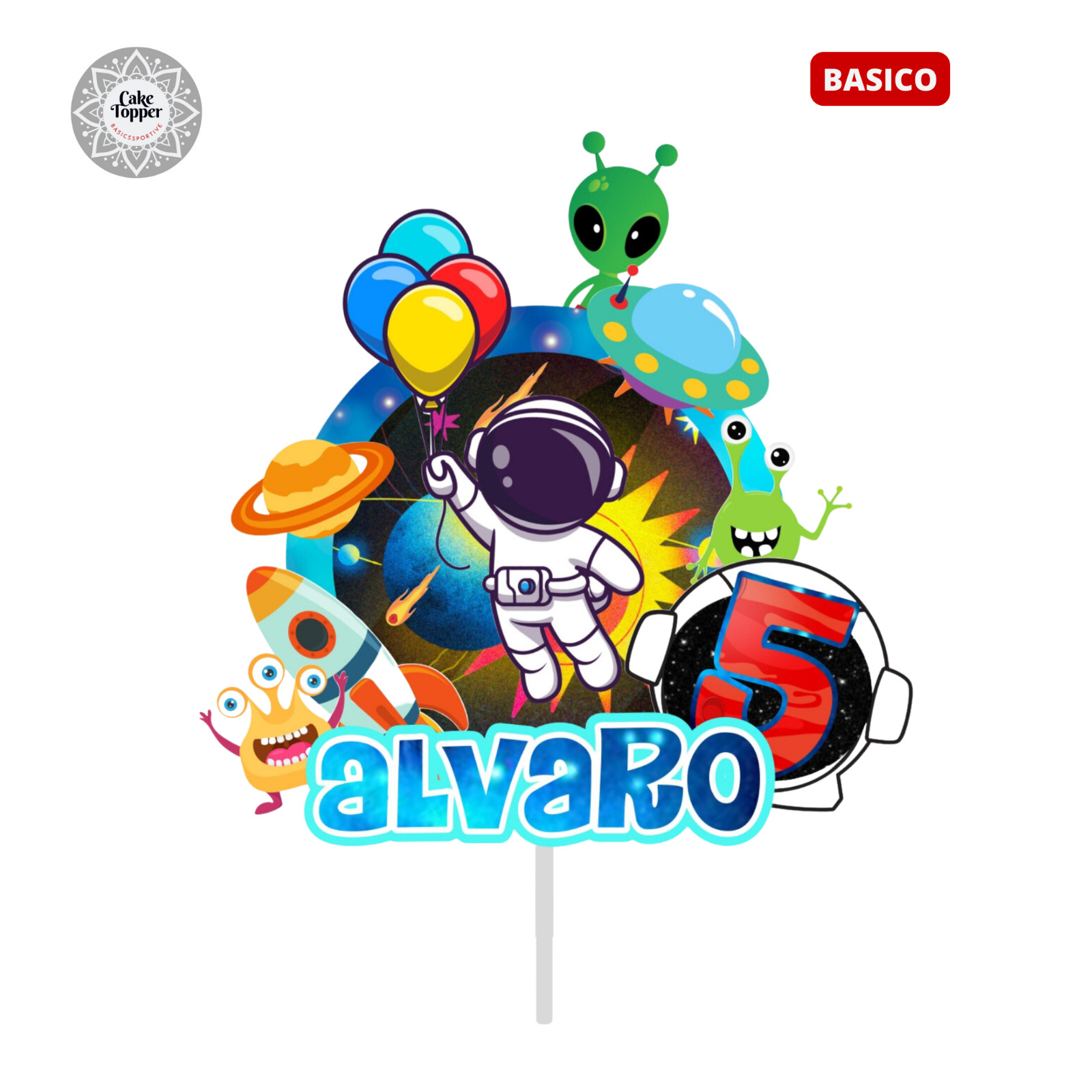 DECORACIÓN PARA TARTA DE CUMPLEAÑOS, ADORNO PASTEL PERSONALIZADO, ASTRONAUTA