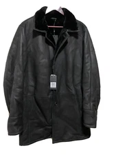 Gallotti Men's Black Leather Shearling Fur-Lined Jacket Coat Eu 50 US 40