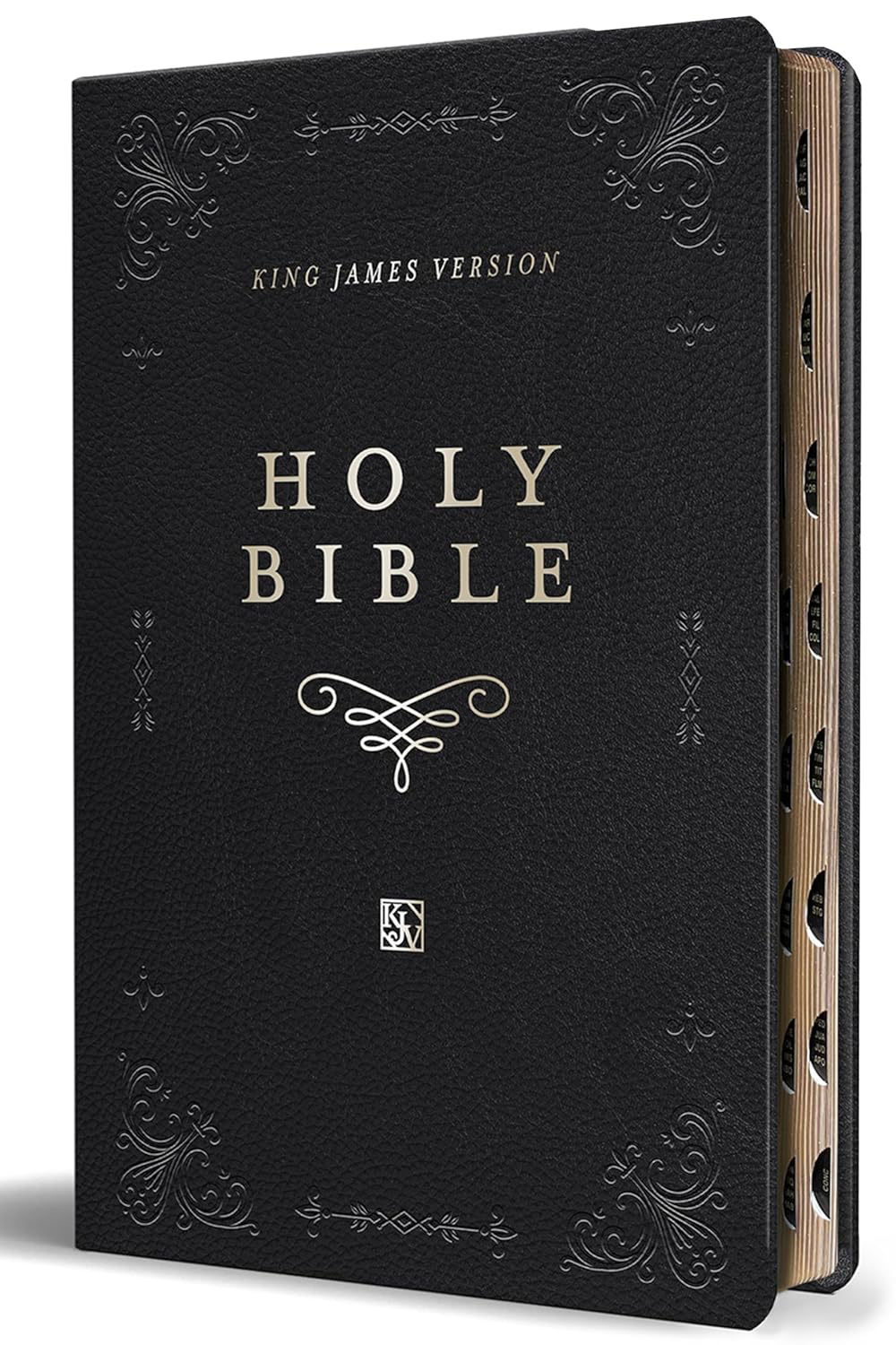 KJV Giant Print Thinline Bible Black Leather Red Letter with Ribbon Marker