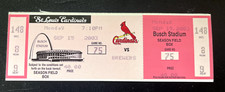 FULL TICKET! 9/15/03 CARDINALS ALBERT PUJOLS HR #113/RICKIE WEEKS MLB DEBUT