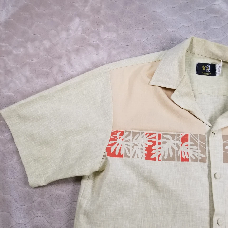 复古 Iolani 夏威夷衬衫男式 Lg 夏威夷岛纽扣短袖罕见 — 第 4/4 张图片