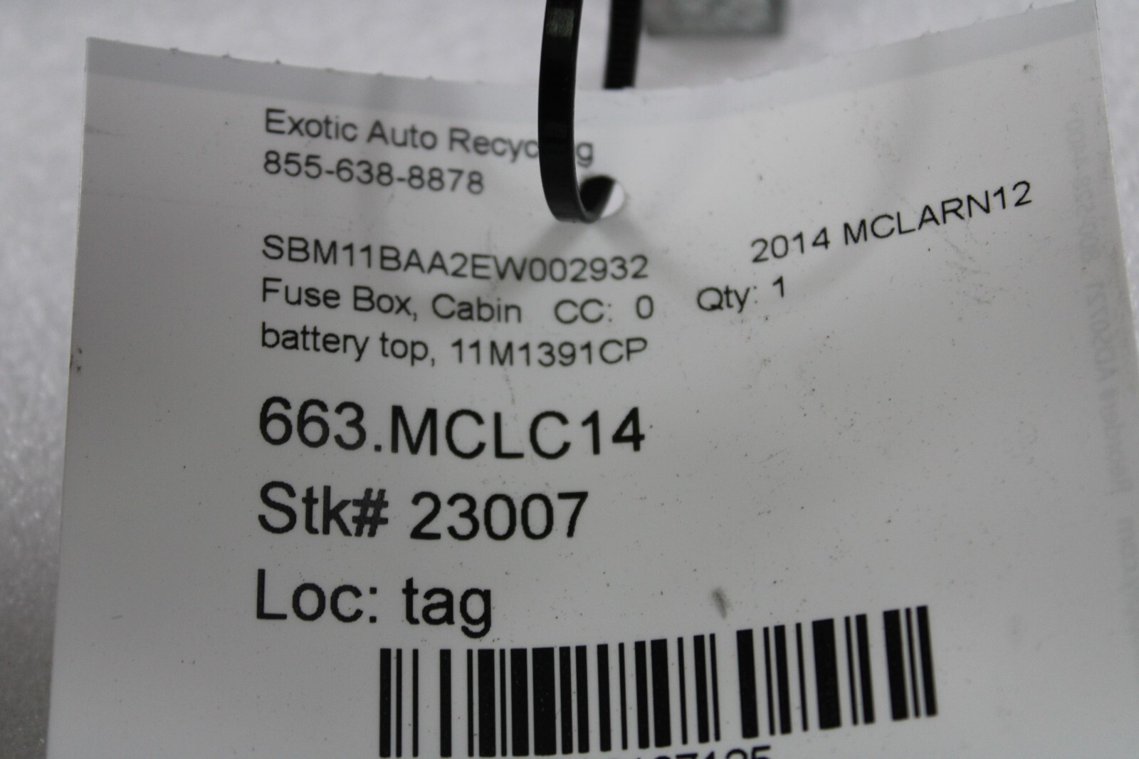 Mclaren MP4-12C, Battery Top, Used, P/N 11M1391CP