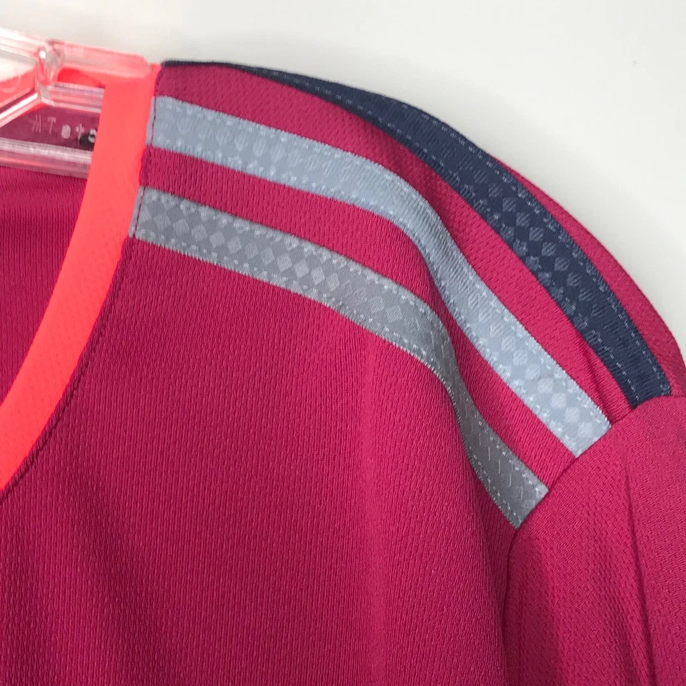 Camiseta de running Adidas Climalite para mujer XL rosa 3 rayas manga larga ligera Foto 4 de 4