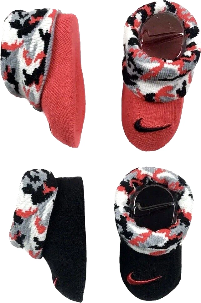 Nike Baby 2 Pk Black Red Ankle Cotton Swoosh Camouflage Booties Set Sz 0-6 MO
Opens in a new window 