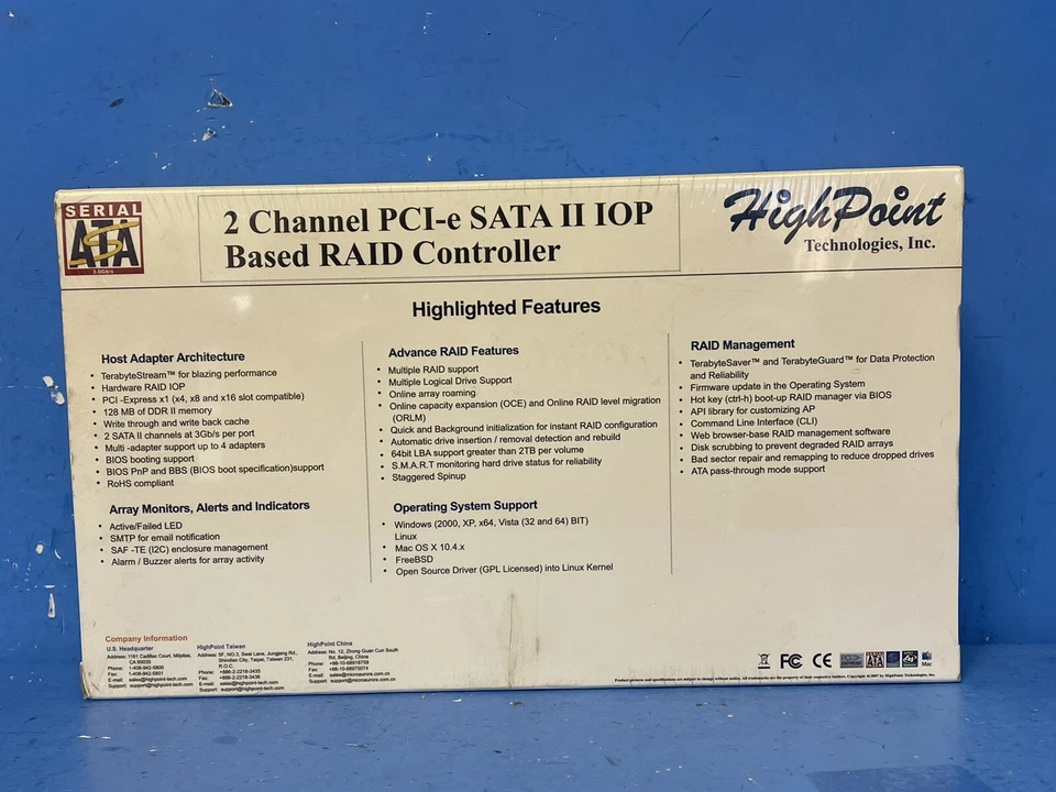 Highpoint Rocketraid 3120 2-канальный контроллер RAID PCI-EXPRESS X1 SATA 3 ГБ/с - Изображение 4 из 4