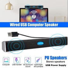 USB Wired Computer Speakers Soundbar 2.0 Stereo Bass Sound for Desktop PC Laptop