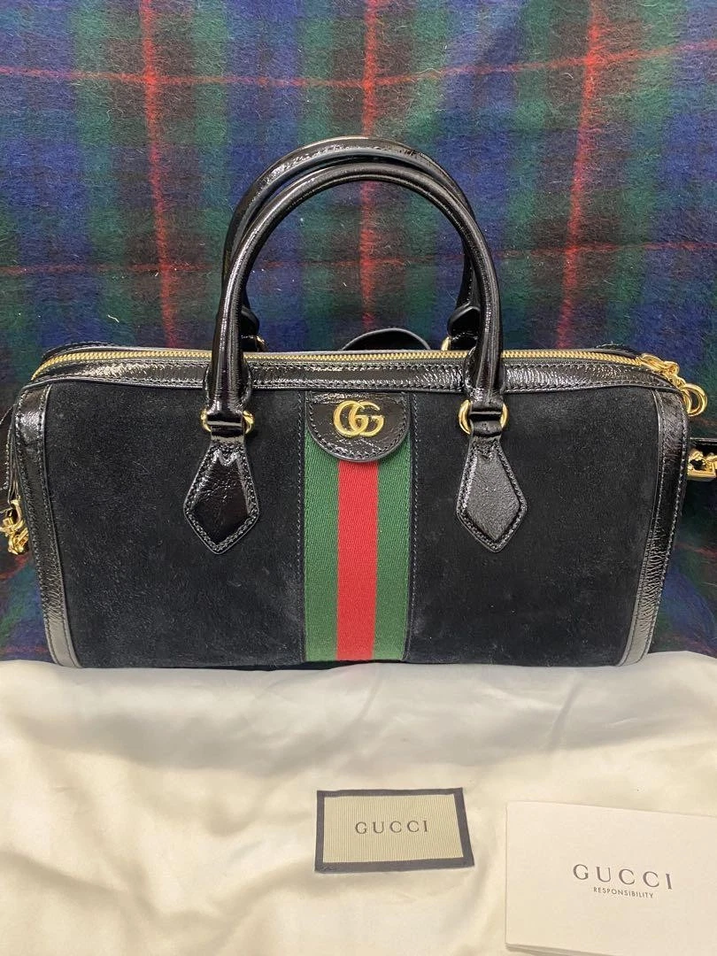 Gucci Ophidia sac à bandoulière daim noir mini sac Boston #PG30VG