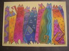 UNUSED 1990s vintage greeting card Laurel Burch BIRTHDAY "Santa Fe Felines" — photo 1