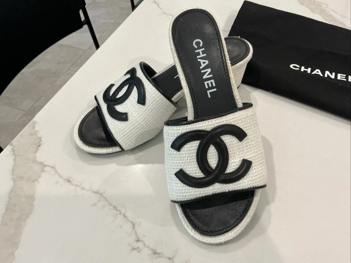 CHANEL Slide Mid (2-2.9 in) Heel Height Sandals for Women for sale