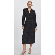 Mango Polka Dot Shirt Dress Sz S