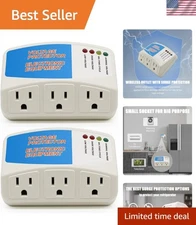 3-Outlet Surge Protector Power Strip with LED Indicators - 1875W, 2 Pack