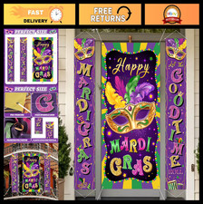 Mardi Gras Decorations Set of 3 Banners Door Cover - Party Decor for Home, Yar