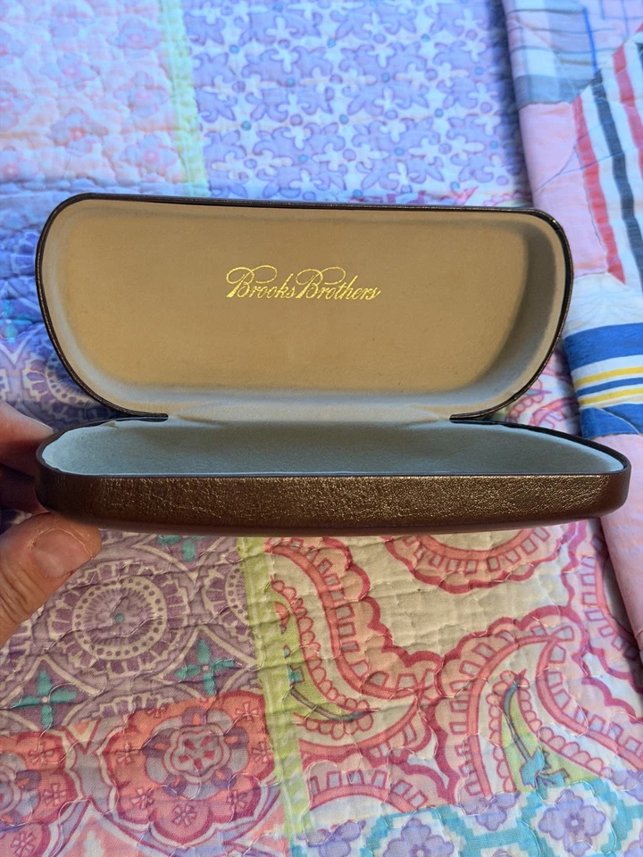 Estojo de transporte vintage Brooks Brothers Gold Script óculos concha marrom estado perfeito - Imagem 3 de 4
