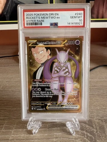 2025 POKEMON DRI EN-DESTINED RIVALS HYPER RARE TEAM ROCKET'S MEWTWO EX PSA 10