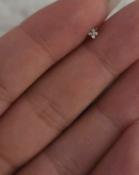 14K Gold Flower Threadless Flatback - image 1