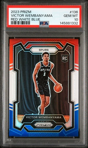 VICTOR WEMBANYAMA 2023 PRIZM RWB RC #136 PSA 10 GEM MINT! SPURS NBA SN#145881332