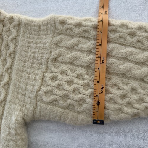 Vtg Irish Wool Fisherman Sweater Aran Knit Chunky Ivory Cable Knit Cream *READ*, $44 - Photo 9