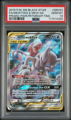 New ListingPokemon Mewtwo & Mew GX Promo Power Partnership Tin #SM191 PSA 10
