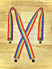 Vintage Rainbow Suspenders Adjustable Clip 1.5 Inches Wide Adult Size D1