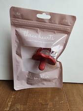 Three Hearts Sili Soother Flat Red Pacifier Binky 0 M 