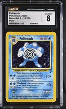 CGC 8 Poliwrath 15/130 Holo Base Set 2 Pokemon Card