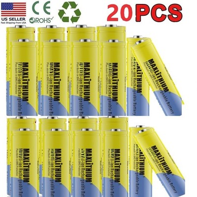 20 Pack  2500mAh 3.7V Rechargeable Battery for Flashlight Torch High Drain