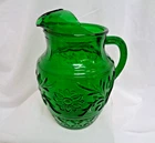 Vintage Anchor Hocking 6" Sandwich Glass forest green Pitcher