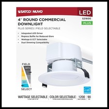Satco S21600 - 13.5W Field Selectable LED 4" Commercial Downlight 1, 2 or 8 PK