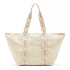 Victoria's Secret PINK Cozy-Plush Cream Tote Bag NWT