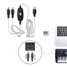 USB IN-OUT MIDI Interface Cable Converter to PC Music Keyboard Adapter Cord NEbW