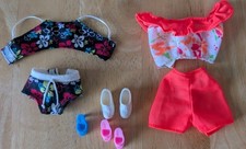 Vintage HAWAIIAN LUAU HIBISCUS Rainbow Black Tankini Bikini BARBIE DOLL Clothes