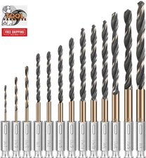 13 Pcs Hex Shank Drill Bit Set, Professional Drill Bits for Wood, Steel, Metal