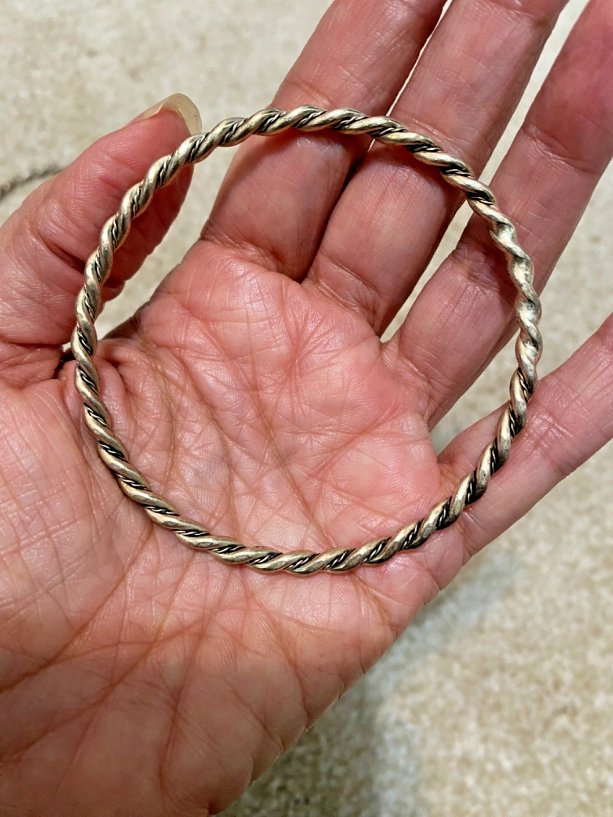 Antique Sterling Silver Stackable Bangle Bracelet… - image 6