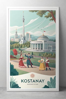 Kostanay Kasachstan Reise Poster - Lebendige Wahrzeichen & Kultur Kunstdruck A1-A4