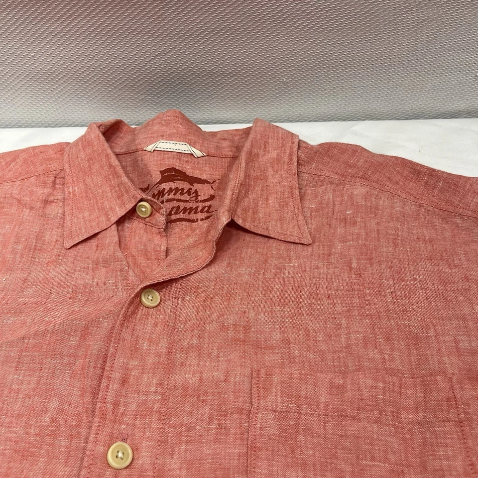 Tommy Bahama Mens Shirt Size XL Button Down Red Relax 100% Linen Long Sleeve - Image 3 of 4