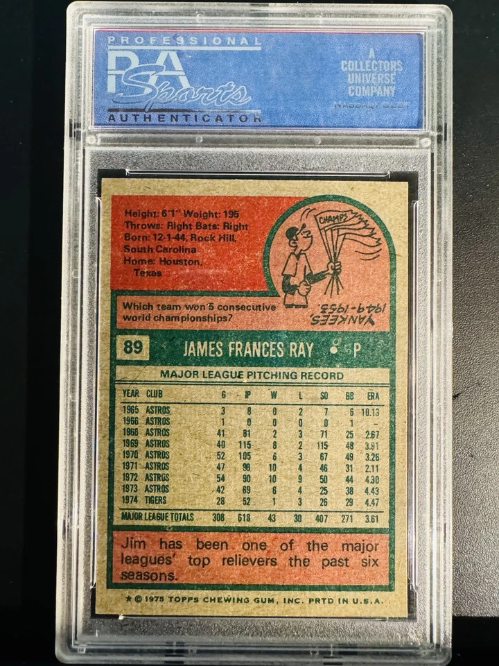 1975 Topps - Jim Ray #89 - Image 2 of 2