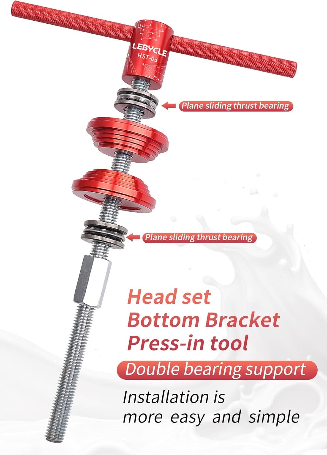 Bike Headset Cup and Bottom Bracket Press Installation Tool,Bike HST-03, Red 