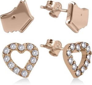 Authentic RADLEY Ladies Sterling Silver 18ct Rose Gold Plated Twin Pack Earrings RYJ1036B