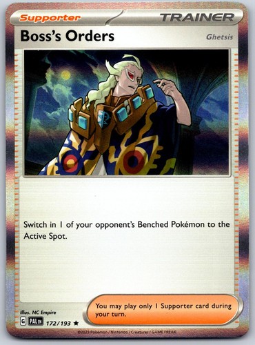 Boss's Orders (Ghetsis) 172/193 Rare Paldea Evolved Pokemon Holo Near Mint