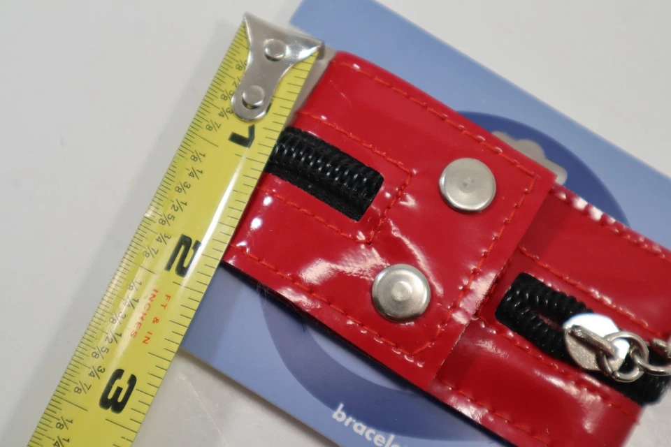 1JD Red patent leather black zipper punk WRAP snap Bracelet Claire's Jewelry - Image 4 of 4