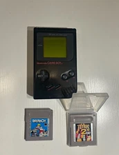 Rare Black Gameboy DMG-01 With Paperboy And Tetris 2 Games