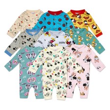 Baby 3 Pack Sleep Suits All In One Cartoon Character Cotton 0 to 18 Months New