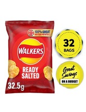 Walkers Crisps Ready Salted Lunch Snack Pack of 32 x 32.5g
